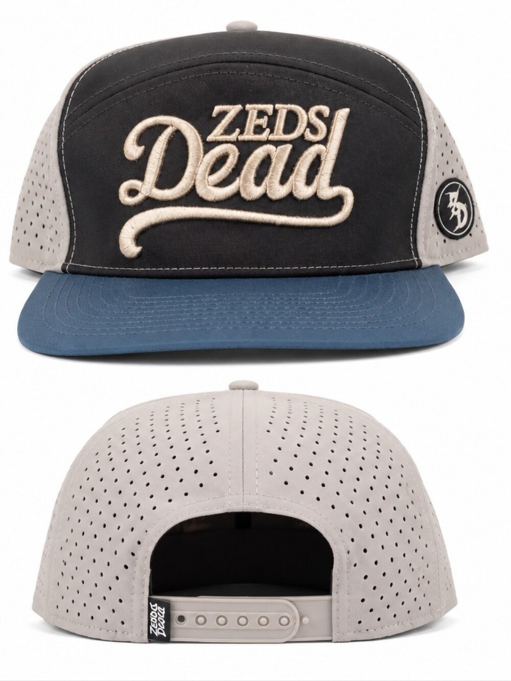 Men's Two-Tone Suede Snapback Hat - Black & Blue